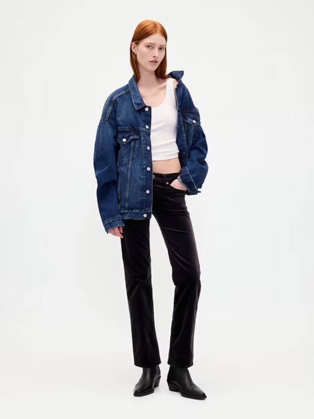 NWT GAP Black Low Rise Velvet '90s Slim Straight Pants